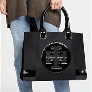 Tory Burch black nylon Ella large work tote